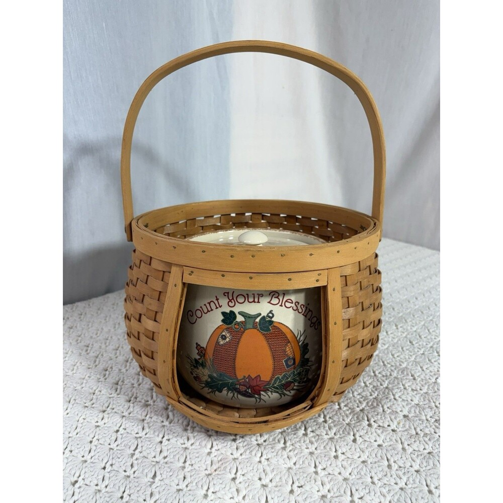Home & Garden Party Ltd Stoneware Bean Crock Pot with Lid And Basket 2004 EUC